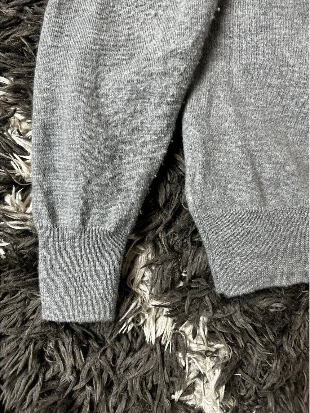 Christian Lacroix 100% Extrafine Merino Wool 1/4 Zip Sweater Gray Mens Medium
